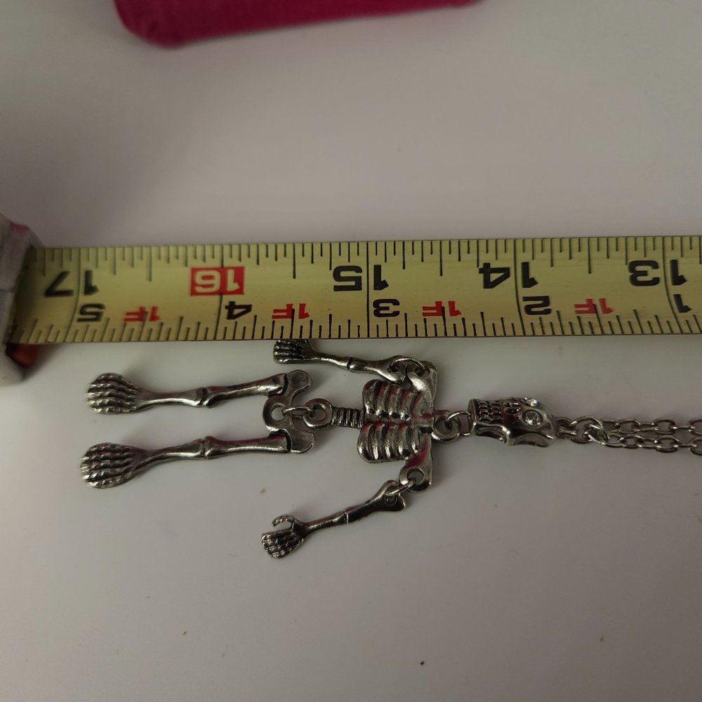 Skull Skeleton Jointed Pendant Necklace Stainless Steel 28" Rock Metal Bike Goth - Picture 7 of 8